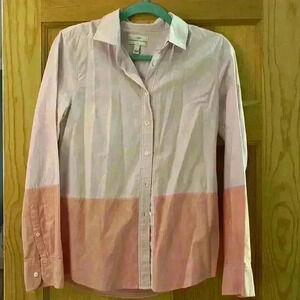 Women’s J.Crew Pink Color Block Cotton Poplin Button Down